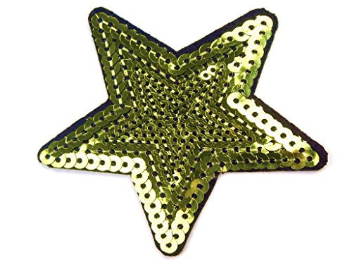 Paillettenstern, Aufnäher, Aufbügler, Glitzerstern 7cm, Pailletten, Karneval, Fasching (in vielen verschiedenen Farben) (Lime green/hellgrün)) von Sandys Bastelkiste