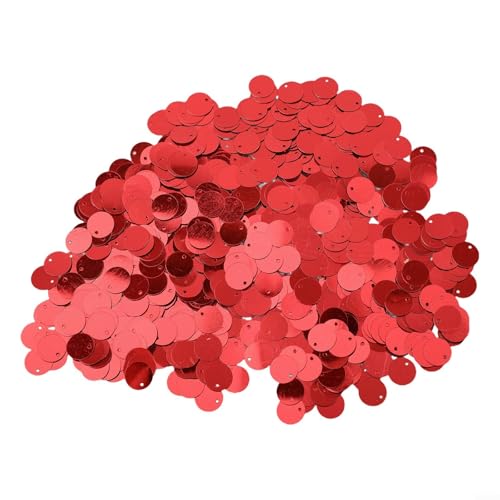 Sandyseptember Bunte Kunststoff-Pailletten, lose Tasse, Pailletten, Bastel-Pailletten, schillernde Pailletten für selbstgemachten Schmuck und Kleidungszubehör, 10 mm (rot) von Sandyseptember