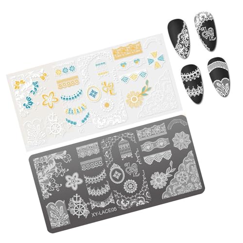 Sanerfa French Nails Stamping Plates Nails Stamp Templates Flowers Nails Plates Manicure Print Stencils Nails Art Stamp von Sanerfa