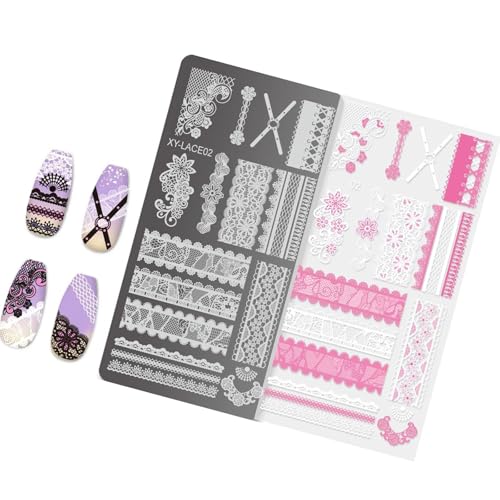 Sanerfa French Nails Stamping Plates Nails Stamp Templates Flowers Nails Plates Manicure Print Stencils Nails Art Stamp von Sanerfa