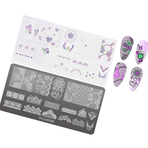 Sanerfa French Nails Stamping Plates Nails Stamp Templates Flowers Nails Plates Manicure Print Stencils Nails Art Stamp von Sanerfa