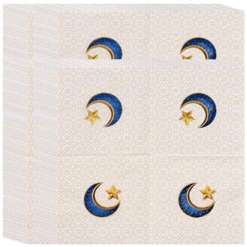 Eid Mubarak Servietten 40pcs Ramadan Cocktail Gewebe Einwegpapier Servietten Mondmuster Gewebe Muslim Dinner Supply von Sanfly