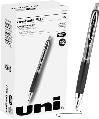 Signo Gel 207 Roller Ball Retractable Gel Pen, Black Ink, Medium, Dozen von Sanford