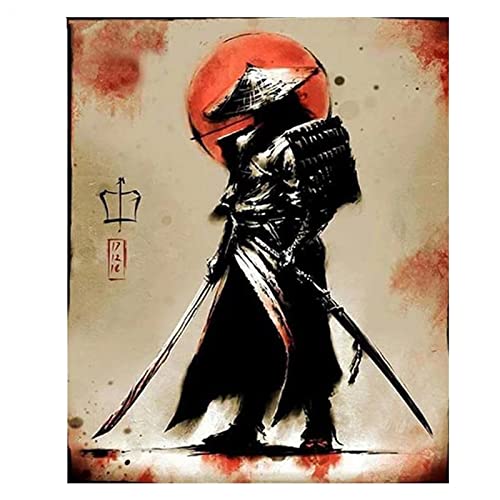 5D Diamond Painting Japanische Samurai Diamant Painting Set,DIY Daiments Painting Vollbohrer Kit,Malen Nach Zahlen Erwachsene Kinder,Büro Eingang Wand Wohnzimmer Schlafzimmer Dekoration,60x80cm von Sanlok