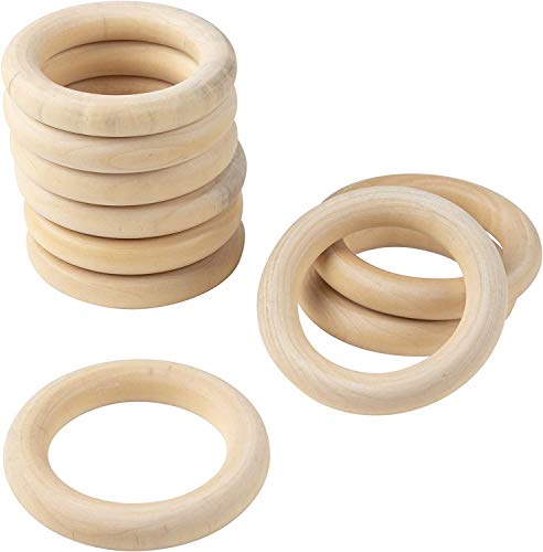 50 Stücke Holzring, Unvollendete Hölzerne Ringe, Ringe aus Holz Makramee Holzring zum Basteln, DIY Schmuck, Handwerk, DIY Schmuckherstellung Zubehör (55mm) von Sanmum