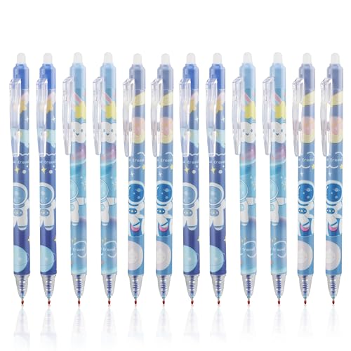 12 Stück Blau Tintenroller Radierbar 0.5MM Kugelschreiber Wegradierbar Tintenroller Erasable Pen Radierbare Kugelschreiber mit radiergummi von Sanrolax