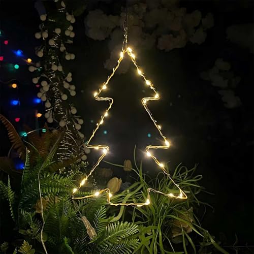 SansRealmL LED Weihnachtsbaum Leuchte, Weihnachtsdeko für Fenster, LED Fenster Lichterkette, Batteriebetrieben, Weihnachtsbeleuchtung für Fenster, Innen Außen Party Fenster Weihnachtsdeko von SansRealmL