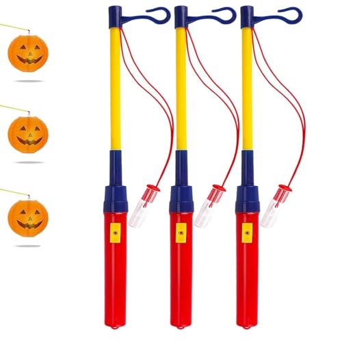 SansRealmL Laternenstab Kinder LED Set, 3 Stück LED Laternenstab, Elektrischer Leuchtstab für St Martin Laterne, Kinderpartys, Laternenumzüge, Halloween, Weihnachtsfeste, LED Laternenstäbe von SansRealmL