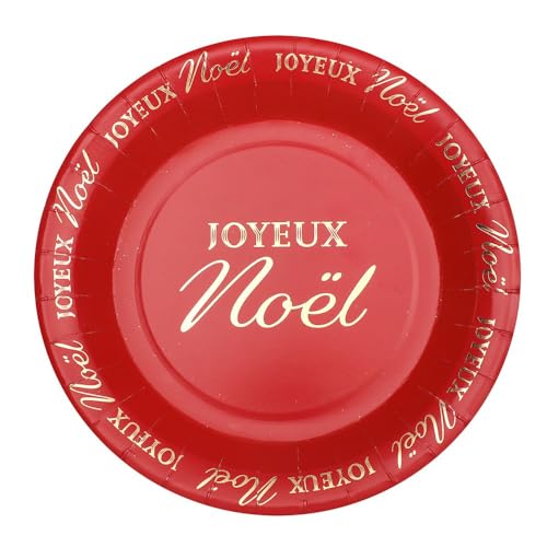 Santex 8113-7, Paquet de 10 Assiettes Joyeux Noël scintillant, 22,5cm Rouge von Santex mariage