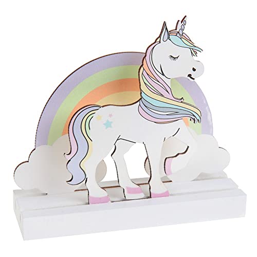 Generique - Süße Einhorn-Tischdekoration Holzfigur Weiss-Pastell - Multicolore von Santex