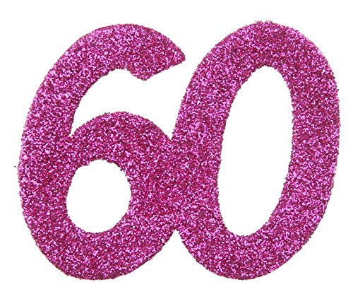 Santex 4714 – 60, Beutel à 6 Stück Konfetti 6 x 5 cm Geburtstag, Fuchsia Glitter 60 Jahre von Santex