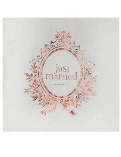 Santex 6902-20, Packung mit 20 kleinen Servietten, Just Married Rose Gold von Santex