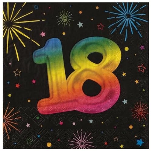 Santex 9012-18, Sachet 12 Serviettes Anniversaire Festicolor Papier 33x33cm, 18 ans von Santex