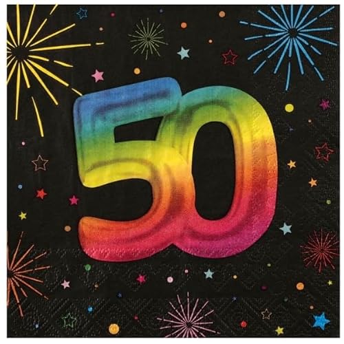 Santex 9012-50, Sachet 12 Serviettes Anniversaire Festicolor Papier 33x33cm, 50 ans von Santex