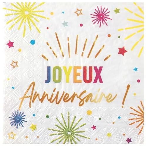 Santex 9018-1, Sachet de 12 Serviettes Anniversaire Festicolor en Papier Multi/Blanc 33x33cm von Santex