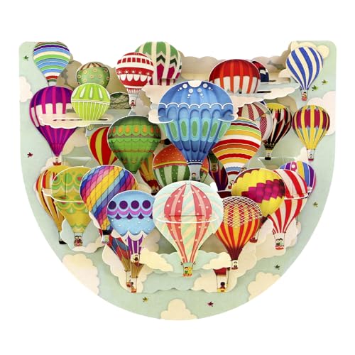 Santoro Popnrock, 3D-Pop-Up-Grußkarte – Heißluftballons – Für Sie, Für Ihn, Geburtstag, Jahrestag von Santoro