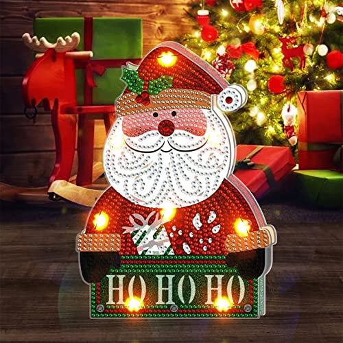 Sarah Duke 5D DIY Weihnachten Diamond Painting Ornament Beidseitig Diamant Malerei Weihnachtsmann mit LED Lichter Malerei Weihnachtsdeko, Geschenk (A) von Sarah Duke