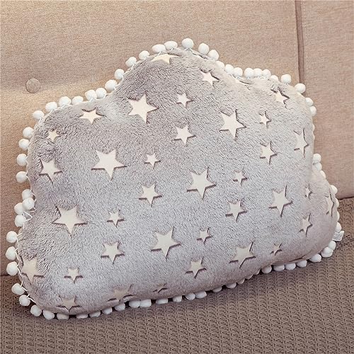 Sarah Duke Kuschelkissen Kinder Wolken Stern Mond Kissen Plüschkissen Weiches Flauschiges Kopfkissen Leuchtende Kissen 40cm Pillow Zierkissen Sofakissen für Kinderzimmer Decor (Wolken) von Sarah Duke