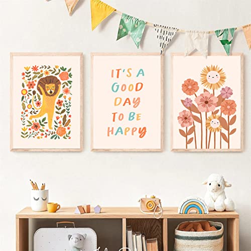 Sarah Duke Poster Kinderzimmer 3er Set, EIN Schöner Tag Kinder Bilder Deko, Warm Kinderposter Wandbilder Kinder, Boho Wanddeko Kinder Poster, Ohne Rahmen (40 x 50 cm) von Sarah Duke