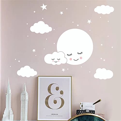 Sarah Duke Wandsticker Kinderzimmer, Wolken Mond Stern Selbstklebend Wandtattoo Wandaufkleber, DIY Kinder Aufkleber Wand für Mädchen und Jungen von Sarah Duke