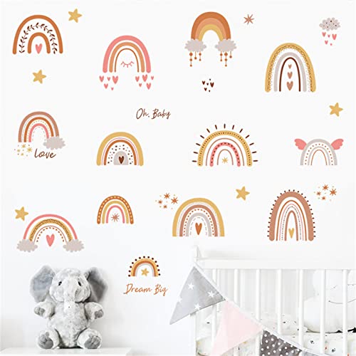 Sarah Duke Wandsticker Regenbogen, Boho Wandtattoo Kinder Aufkleber Wand, DIY Kinderzimmer Deko Aufkleber, Kinder Wandaufkleber Geschenk Deko von Sarah Duke