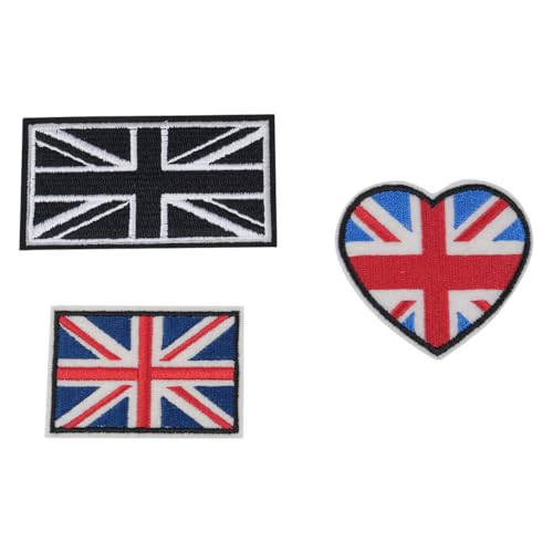 Sarini 3 Stück British Union Jack Patch Schwarz Aufnäher mit Großbritannien-Flagge British Union Patches Taktische Patches Klett-Applikation für Militäruniform Taktische Tasche Jacke Jeans von Sarini