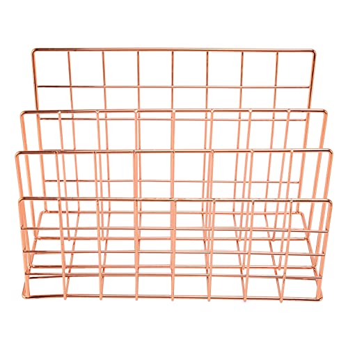 Sarngk Desktop Mail Organizer, 3 Slot Metall Draht Mail Sortierer, Brief Organizer für Briefe, Mails, BüCher, Post Karten und Mehr, Mail Halter Rose Gold von Sarngk