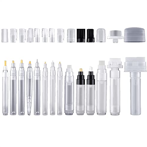 Sarngk Set mit 14 BefüLlbaren Leeren Farbausbesserungsstift-Markern, NachfüLlbarer Farbstift, Durchsichtige, Leere Markierungen, Leere Farbtube von Sarngk