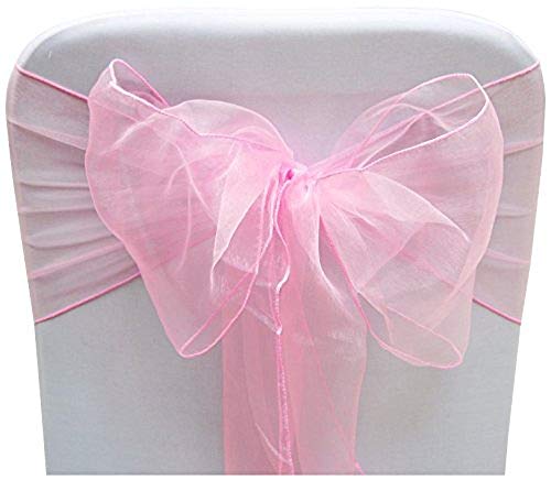 Organza-Stuhlschärpe mit Schleifen, Dekoration für Hochzeit, Empfang, Veranstaltungen, Bankette, Dekoration – (25, Babyrosa) von SARVAM FASHION