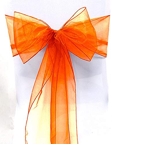 Organza-Stuhlschärpe mit Schleifen, Dekoration für Hochzeit, Empfang, Veranstaltungen, Bankette, Dekoration – (25, orange) von SARVAM FASHION