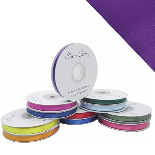 Doppelseitiges Satinband, 25 m, 3 mm, 6 mm, 10 mm, 16 mm Breite (lila, 6 mm) von Satin Ribbon