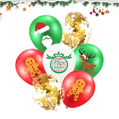 14 Stück Luftballons Weihnachten 12 Zoll Rot Grün Weiß Konfetti Latex Ballon mit Band, Weihnachten Latex Ballon Konfetti Luftballon Weihnachten PartyLuftballons für Weihnachten Geburtstag Party Dekor von Satiskid