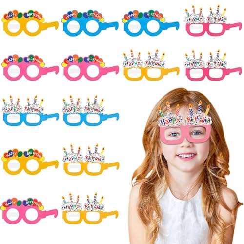 24 Paar Alles Gute zum Geburtstag Partybrillen Lustige Happy Birthday Papier Partybrillen Party Novel Sonnenbrille für Geburtstag, Zum Geburtstag Party Photo Booth Requisiten für Erwachsene und Kinder von Satiskid