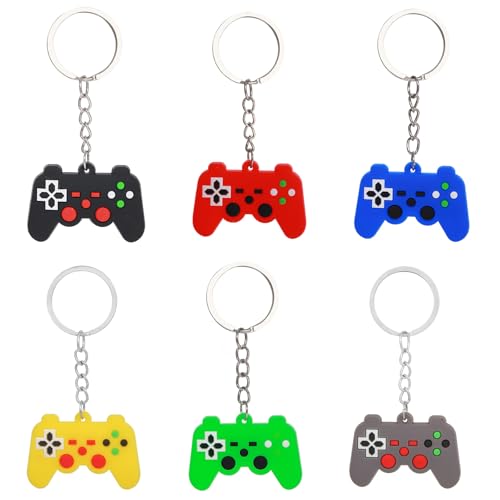 Satiskid 6 Gamepad-Schlüsselanhänger, Videospiel-Controller-Schlüsselanhänger, Gaming-Partytütenfüller für Kinder, Spielgriff-Anhänger, Rucksack-Anhänger, Videospiel-Partyzubehör von Satiskid