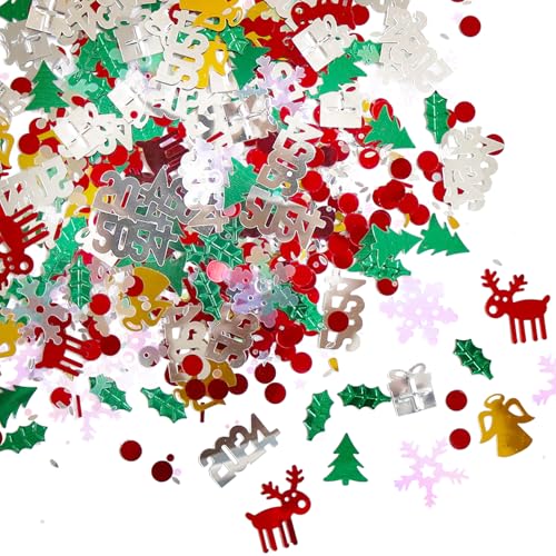 Satiskid 90g Weihnachten Konfetti 2024 Weihnachten Tischdeko Bunt Merry Christmas Konfetti Weihnachten Tabelle Konfetti Weihnachten Party Deko Confetti für DIY Handwerk Weihnachten Party Tisch Dekor von Satiskid