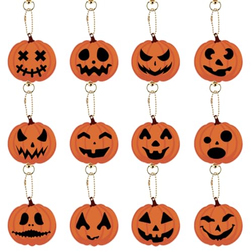 Satiskid Halloween 5D Diamant Malerei Schlüsselbund DIY Kunst Handwerk Geist und Kürbis Kinder Doppelseitig Full Drill Diamond Painting Keychain für Handtasche Strass Anhänger Dekorative (Orange) von Satiskid