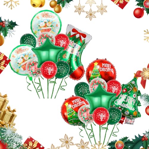 Weihnachten Luftballons Weihnachten Deko 20 Stück Weihnachten Folienballon Konfetti Latex Helium Ballon Weihnachts Party Luftballons mit Band für Christmas Deko Weihnachtsdekoration Neujahrsdekoration von Satiskid