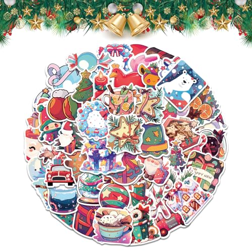 Weihnachtsaufkleber, 100 Stück bunte Aufkleber für Weihnachten & Neujahr, selbstklebende Papieraufkleber, Weihnachtsdekorationen Aufkleber für Weihnachten Basteln, Scrapbook, Geschenk von Satiskid