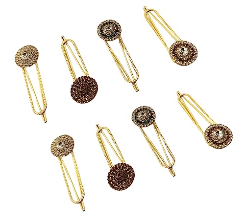 Runde Form, mehrfarbig, ausgefallene Sicherheitsnadeln für Kleidung, Saree-Pin, Sicherheitsnadel, Stoff-Clip für 8 Stück, Edelstahl Metall, Goldstein Weißer Diamant von Satre Online and Marketing