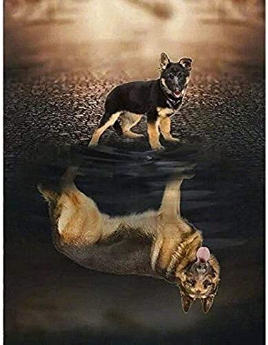 EPTIC 5D DIY Diamond Painting Kit_Deutscher Schäferhund Diamond Painting Kits _Diamantmalerei Kreuzstich Strass Diamantstickerei Kunsthandwerk Für Zuhause Büro Wanddekoration 40x50CM von Sattie