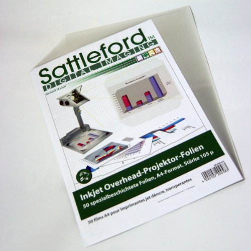 Sattleford Overheadfolie: 50 Inkjet-Overhead-Folien, DIN A4, transparent, 115 µm (Klarsichtfolien, Overheadfolien Tintenstrahldrucker, Druckerpapier) von Sattleford