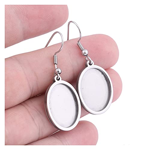 Saturey Anhänger Lünette Tabletts 10 stücke Edelstahl Ohrring Lünette Blanks Fit 13x18mm Oval Cabochon Base Einstellung DIY Ohr Wire Haken Erkenntnisse (Size : 13x18mm) von Saturey