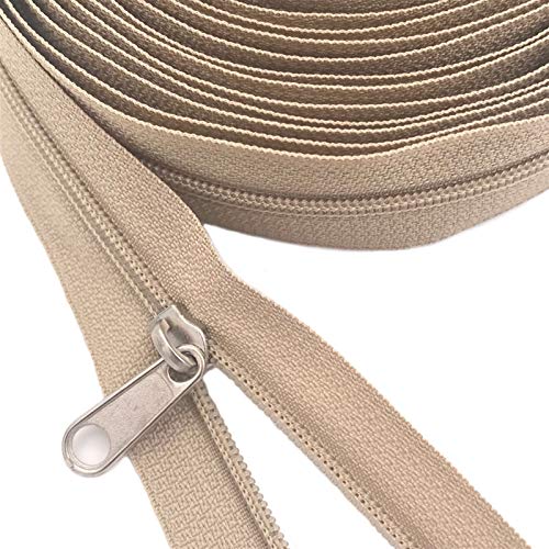 Saturey Mdingbao-Zippers 3# Bulk-Nylon-Spulenreißverschlüsse mit Reißverschlussschiebern Beige Yard-Reißverschlüsse im Großhandel for Nähen von Handwerkskleidungszubehör, stark und robust von Saturey