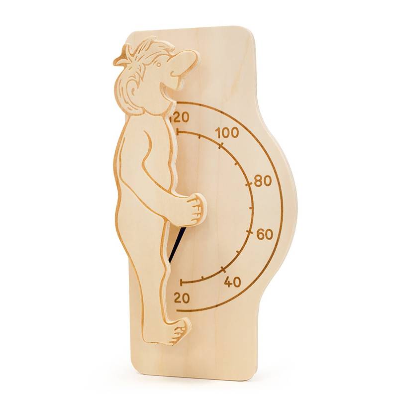 Sauna-Thermometer, Holz, Spa-Dekor, Mann, Mit Witz von Saunabee