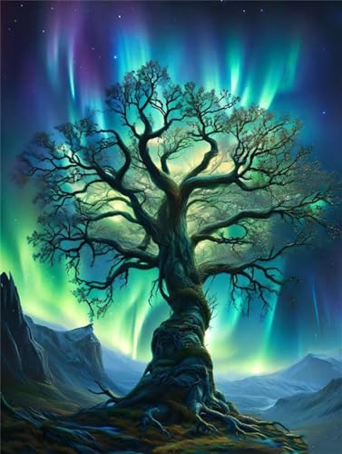 5D Diamond Painting Aurora Tree Diamant Painting Bilder, Diamond Painting Kinder AnfäNger, Diamond Painting Basteln Mädchen, Wohnzimmer und Schlafzimmer Wanddeko, Weihnachten Geschenke 100x150cm P8820 von Saweefog