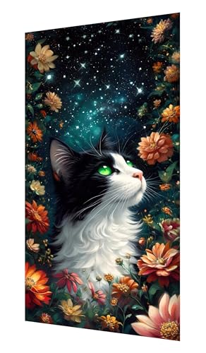 5D Diamond Painting Blume Diamond Painting Erwachsene groß xxl 120x60cm, Katze Diamant Painting Set für Erwachsene Kinder, DIY Vollbohrer Diamanten Malerei Stickerei Zubehör Set, Home Dekor P-691 von Saweefog