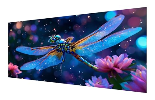 5D Diamond Painting Blume Diamond Painting Erwachsene groß xxl 80x40cm, Libelle Diamant Painting Set für Erwachsene Kinder, DIY Vollbohrer Diamanten Malerei Stickerei Zubehör Set, Home Dekor P-707 von Saweefog