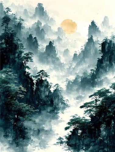 5D Diamond Painting Chinesische Landschaft Diamant Painting Bilder, Diamond Painting Kinder AnfäNger, DIY Diamond Painting Basteln Mädchen, Wohnzimmer und Schlafzimmer Wanddeko 100x150cm P-11916 von Saweefog