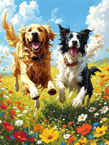 5D Diamond Painting Flower Sea Dog Diamant Painting Bilder, Diamond Painting Kinder, DIY Diamond Painting Basteln Mädchen, Wohnzimmer und Schlafzimmer Wanddeko, Weihnachten Geschenke 100x150cm P-8508 von Saweefog