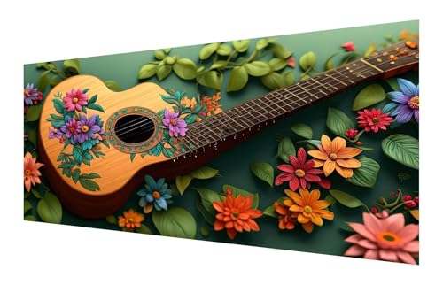 5D Diamond Painting Gitarre Diamond Painting Erwachsene groß xxl 80x40cm, Blume Diamant Painting Set für Erwachsene Kinder, DIY Vollbohrer Diamanten Malerei Stickerei Zubehör Set, Home Dekor P-727 von Saweefog